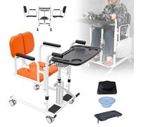 Sedia Da Trasferimento Per Pazienti Domestici-Sedia A Rotelle Comoda Con Capacità Di 440 Libbre, Sedile Diviso A 180° Per Anziani E Disabili, Trasferimenti Sicuri Dal Letto Alla Doccia/Wc/Auto Orange