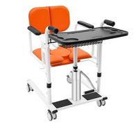 Sedia da trasporto paziente con schienale a 180° e servizi igienici, sollevatore idraulico per pazienti - Portata 150 kg, adatta per case di cura e uso privato.