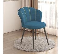 Sedia da trucco con schienale, sgabello blu elegante per camera da letto e | Elegante sedia da trucco blu con schienale e gambe nere, perfetta per la stanza del trucco, la camera da letto e il soggiorno