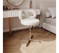 Sedia da trucco girevole con schienale, sgabello da toeletta regolabile per ragazze, design carino con fiocco, ideale per camera da letto/soggiorno (bianco)