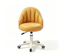 Sedia da Trucco Girevole, Sedia da Scrivania in Pelle PU | Schienale imbottito ergonomico, cuscino spesso in spugna, base robusta a cinque artigli(yellow)