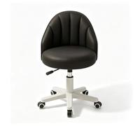 Sedia da Trucco Girevole, Sedia da Scrivania in Pelle PU | Schienale imbottito ergonomico, cuscino spesso in spugna, base robusta a cinque artigli(black)