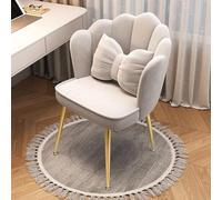 Sedia da trucco in velluto con schienale e morbida seduta imbottita per un comodo stile metà secolo, per camera da letto donna/ragazza, gambe dorate, beige