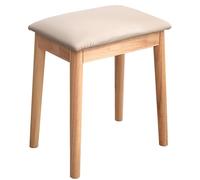 Sedia da trucco minimalista in legno massello di gomma sgabello con cuscino in schiuma confortevole design salvaspazio 2 colori e forme Opzione quadrata naturale