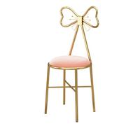 Sedia da trucco moderna in velluto e ferro, con fiocco, elegante sedia da salotto per camera da letto delle ragazze, elegante sgabello da pranzo in rosa, perfetta per trucco e decorazione