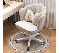 Sedia da trucco, sedia da ufficio in velluto con schienale e morbida imbottitura per un comodo sgabello da trucco di metà secolo, gambe girevoli beige, ideale per la camera da letto di donne