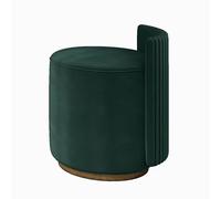 Sedia da trucco verde scuro per sala trucco, piccola sedia da scrivania rotonda per donne e ragazze, tessuto PU/Tech e flanella, legno massello, mobili confortevoli ed eleganti