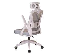 Sedia Da Ufficio A Rete Bracciolo Ribaltabile A 90° Girevole Sedie Da Scrivania Per Computer Supporto Lombare Altezza Regolabile Supporto Per La Schiena Rotazione 360° Casa (Bianca Con Poggi