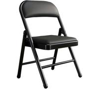 Sedia da ufficio compatta in pelle PU pieghevole con schienale, design confortevole per uso interno, ergonomica e salvaspazio, perfetta per casa e ufficio lavoro