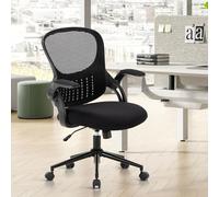 Sedia da ufficio con bracciolo imbottito pieghevole a 90°, supporto lombare, sedia da ufficio ergonomica regolabile in altezza, sedia girevole per computer, comodo cuscino da seduta per casa/ufficio
