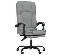 Sedia da ufficio con funzione massaggiante grigio chiaro tessuto ergonomico girevole con supporto per lo schienale e ruote per ufficio, casa, ufficio, posto di lavoro, seduta comoda