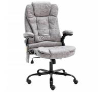 Sedia da ufficio con funzione massaggio e riscaldamento, grigio chiaro, in metallo, ergonomica, per ufficio e casa, con ruote e schienale alto per sedersi e lavorare comodamente