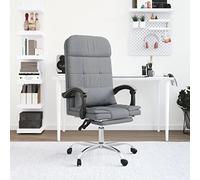 Sedia da ufficio con funzione massaggio grigio chiaro tessuto ergonomico girevole con supporto per lo schienale e ruote per ufficio, casa, studio, seduta comoda, compatta e salvaspazio