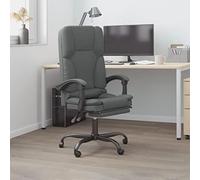 Sedia da ufficio con funzione massaggio grigio scuro tessuto ergonomico girevole con supporto per lo schienale e ruote per ufficio, casa, studio, seduta comoda