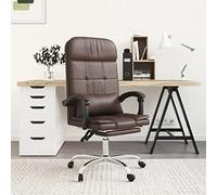 Sedia da ufficio con funzione massaggio, in ecopelle marrone ergonomica, con supporto per lo schienale e ruote per ufficio, casa, studio, seduta confortevole