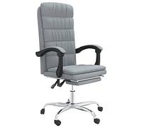 Sedia da ufficio con funzione reclinabile, in tessuto grigio chiaro, ergonomica, con ruote, schienale e altezza regolabili, struttura in metallo, comoda sedia direzionale per ufficio e home office