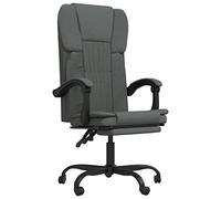 Sedia da ufficio con funzione reclinabile, in tessuto grigio scuro, ergonomica, girevole con supporto per lo schienale e ruote per ufficio, casa, studio, seduta comoda