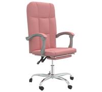 Sedia da ufficio con funzione reclinabile rosa in ecopelle ergonomica girevole con supporto per lo schienale e ruote per ufficio, casa, studio, confortevole e compatta
