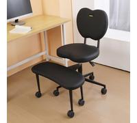 Sedia da ufficio con gambe incrociate con ruote, sedia da ufficio per meditazione per adulti con supporto lombare, regolabile in altezza, sedia da scrivania per ADHD, sedia ergonomica per yoga in