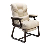 Sedia da Ufficio con Poggiapiedi, Poltrona Ufficio con Braccioli, Sedia Studio con Cuscino Lombare per Casa, Ufficio, Studio(White)