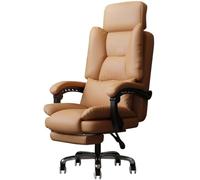 Sedia Da Ufficio Con Schienale Alto In Pelle Tech, Comoda Seduta Imbottita In Lattice, Con Poggiapiedi Retrattile, Per Sala Conferenze(Brown chair)