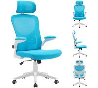 Sedia da Ufficio con Tessuto Traspirante Azzurro Poltrona da Scrivania Girevole