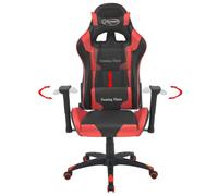 Sedia da ufficio da gioco, inclinabile, in ecopelle, colore rosso, ergonomica, con cuscino cervicale e lombare, regolabile in altezza, girevole, con ruote, per ufficio, casa, studio e comfort di gioco