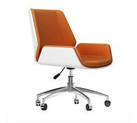 Sedia da ufficio direzionale ergonomica con schienale medio, braccioli regolabili in altezza e ruote girevoli, moderna da lavoro in pelle con piedini in lega di alluminio, comod