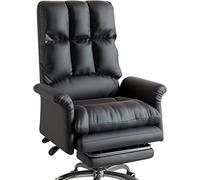 Sedia da ufficio direzionale Ergonomicoffice Reclin Sedia per computer con ruote e poggiapiedi Poltrona comfort elevabile con cuscino in lattice Supporta 150 kg Nero 107 115 cm