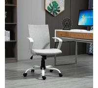 Sedia da Ufficio Ergonomica a Dondolo, Sedia da Studio Girevole, Poltrona Scrivania con Altezza Regolabile in Tessuto, 61x61x89-99 cm, Grigio Chiaro