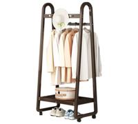 Sedia Da Ufficio Ergonomica Appendiabiti In Bambù Con Ripiani, Porta Abiti Autoportante Su Ruote, Appendiabiti Per Ingresso, Ingresso, Foyer, Fango E Camera Da Letto - Marrone, 70 x 39 x 165