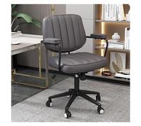 Sedia da ufficio ergonomica con ruote, stile vintage, girevole, colore grigio, comoda sedia reclinabile per computer, dimensioni: 46 x 49 x 92 cm