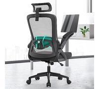 Sedia da ufficio ergonomica con supporto lombare, braccioli e poggiatesta regolabili, in rete con schienale alto e confortevole per casa