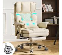 Sedia da ufficio ergonomica con supporto lombare regolabile, sedia Boss di lusso con schienale alto reclinabile in pelle, blocco inclinazione a 3 livelli, girevole a 360°, ruote silenziose e