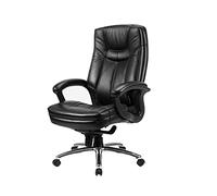 Sedia da ufficio ergonomica girevole, con braccioli fissi, schienale in pelle nera per comfort e stile, ideale per uso manageriale e computer