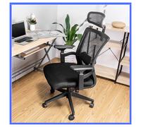 Sedia da ufficio ergonomica girevole con ruote in tessuto e rete reclinabile B