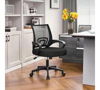 Sedia da ufficio ergonomica girevole girevole reclinabile imbottita in rete traspirante con braccioli altezza regolabile capacità 136 kg Nero