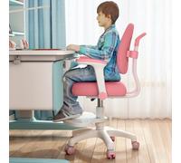 Sedia da ufficio ergonomica girevole per bambini e ragazzi, con regolazione in altezza, poggiapiedi e ruote bloccabili, rosa