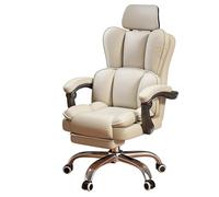 Sedia Da Ufficio Ergonomica Girevole - Poltrona Direzionale Reclinabile Per Adulti Con Poggiapiedi, Poggiatesta E Ruote Per L'ufficio, La Sala Relax E Lo Studio.(Beige)