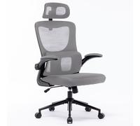 Sedia da Ufficio Ergonomica Grigio Rete Traspirante Supporto Lombare Poggiatesta