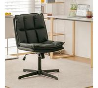 Sedia da ufficio ergonomica imbottita Base a croce Sedia da ufficio Girevole a 360° e reclinabile a 30° Senza braccioli for l'ufficio di casa Tavolo da toilette Sala studio(Black+Black Base)