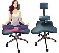 Sedia da Ufficio Ergonomica in Ginocchio con Gambe Incrociate con Ruote, Sgabello da Meditazione Regolabile Senza Braccioli, Sedile per Adulti per Sedersi A Gambe Incrociate, Blue