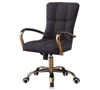 Sedia da ufficio ergonomica in pelle bianca con telaio dorato, sedia girevole da scrivania per gaming e uso esecutivo, elegante sedia per computer con ruote, design moderno (nero)