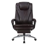 Sedia da ufficio ergonomica in pelle marrone con poggiapiedi, schienale alto, reclinabile, design girevole, extra imbottita per il massimo comfort, perfetta per rilassarsi in salotto o per l'ufficio