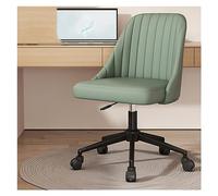 Sedia da ufficio ergonomica in pelle PU senza braccioli con base in metallo resistente e sedia da toeletta girevole con sedile imbottito e spesso per ufficio domestico (ruota girevole grigia) Octopus