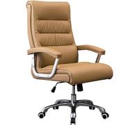 Sedia da ufficio ergonomica in pelle, regolabile in altezza, girevole, reclinabile a 120°, per casa e ufficio, elegante design beige