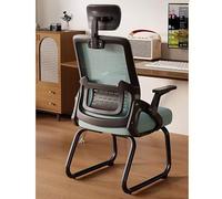 Sedia da ufficio ergonomica in rete con base a slitta Sedia da ufficio for visitatori con supporto lombare for sale riunioni camere da letto aree di attesa reception(Green+black frame+headrest)