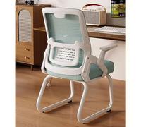Sedia da ufficio ergonomica in rete con base a slitta Sedia da ufficio for visitatori con supporto lombare for sale riunioni camere da letto aree di attesa reception(Green+white frame)