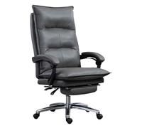 Sedia da ufficio ergonomica in vera pelle con schienale alto e poggiapiedi retrattile, sedia girevole regolabile per la casa e il lavoro.