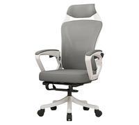 Sedia da ufficio ergonomica Lavoro Rete girevole Schienale alto Computer regolabile in altezza Scrivania Inclinazione di 150° Compito con ruote e poggiapiedi Comfort